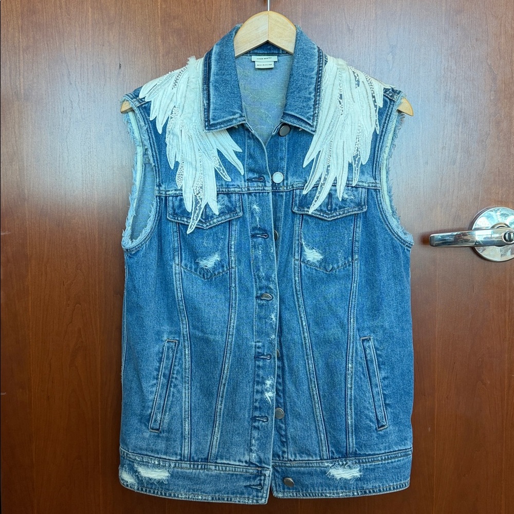 Miss Sixty Denim Vest with White Lace Detail - Picture 1 of 3